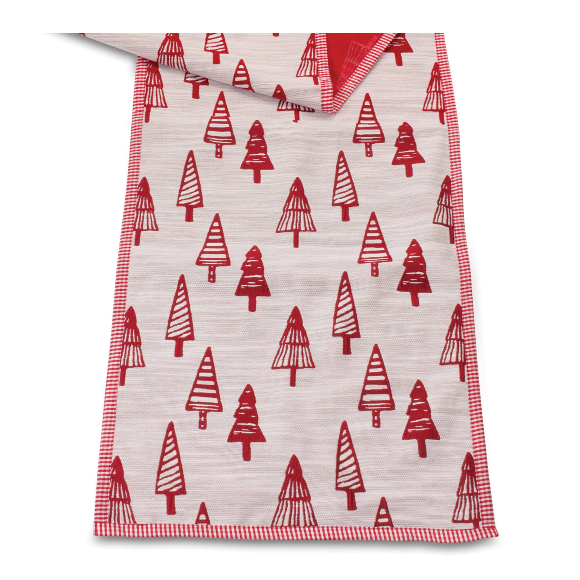 72" Embroidered Pine Tree Table Runner